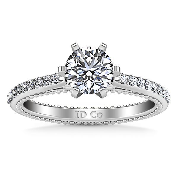 Round Diamond Pave Engagement Ring Embrace 14K White Gold