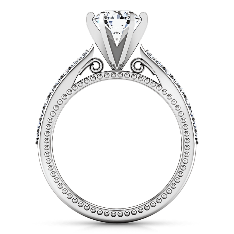 Round Diamond Pave Engagement Ring Embrace 14K White Gold
