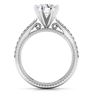 Round Diamond Pave Engagement Ring Embrace 14K White Gold
