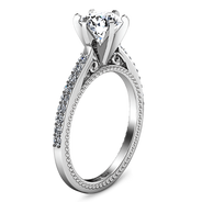 Round Diamond Pave Engagement Ring Embrace 14K White Gold