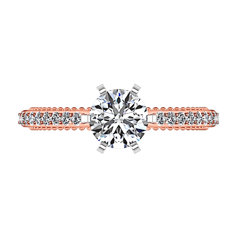 Pave Diamond Engagement Ring Embrace 14K Rose Gold