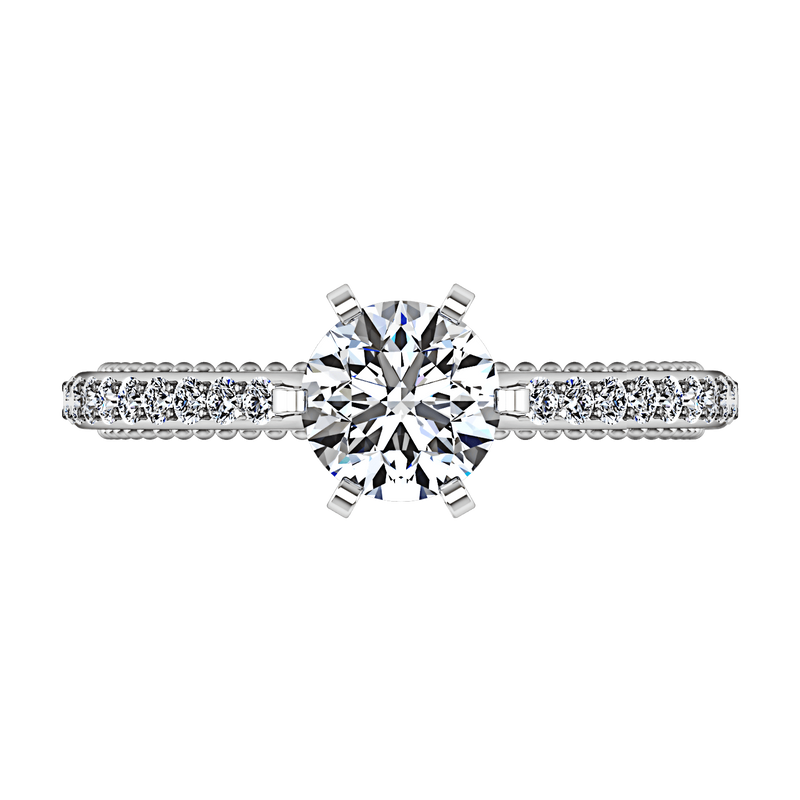 Round Diamond Pave Engagement Ring Embrace 14K White Gold