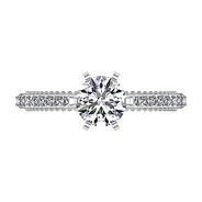 Round Diamond Pave Engagement Ring Embrace 14K White Gold