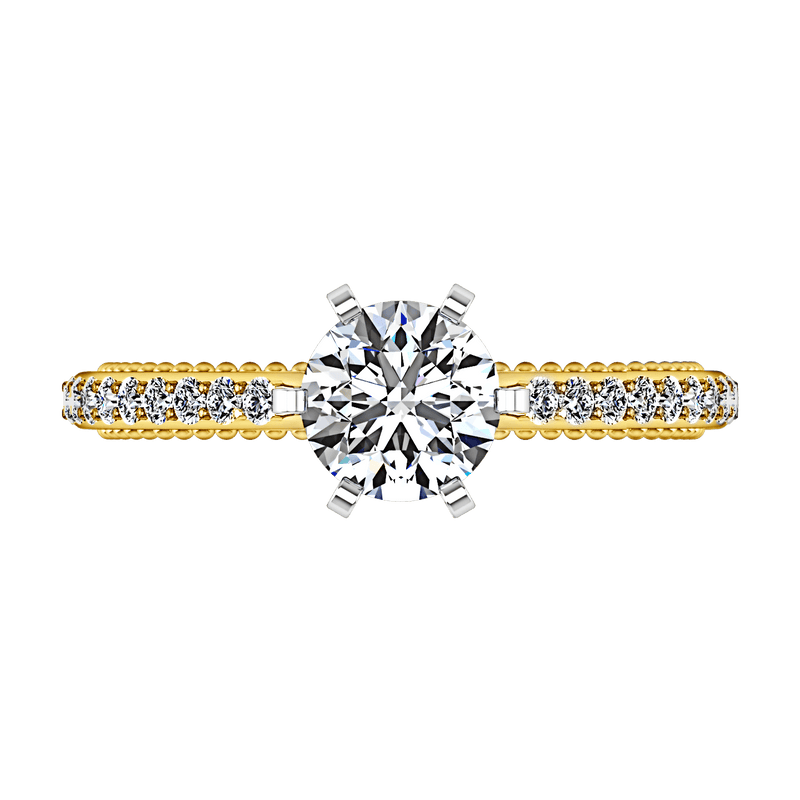 Pave Diamond EngagementRing Embrace 14K Yellow Gold