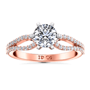 Pave Diamond Engagement Ring Tres Jolie 14K Rose Gold