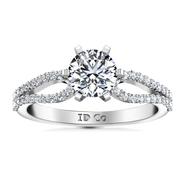 Round Diamond Pave Engagement Ring Tres Jolie 14K White Gold