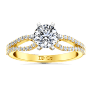 Pave Diamond EngagementRing Tres Jolie 14K Yellow Gold