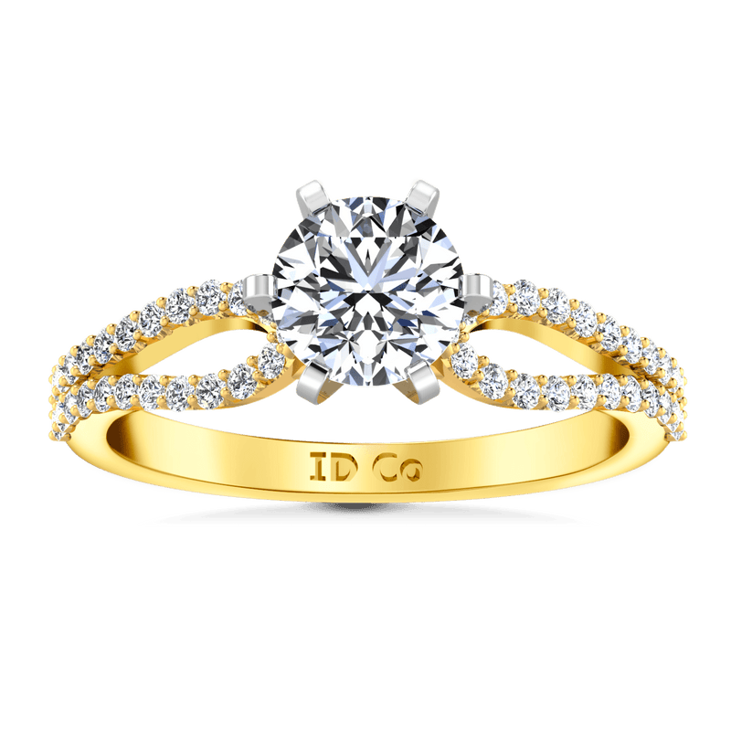Pave Diamond EngagementRing Tres Jolie 14K Yellow Gold