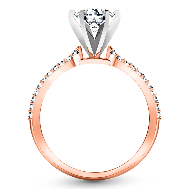Pave Diamond Engagement Ring Tres Jolie 14K Rose Gold