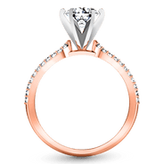 Pave Diamond Engagement Ring Tres Jolie 14K Rose Gold