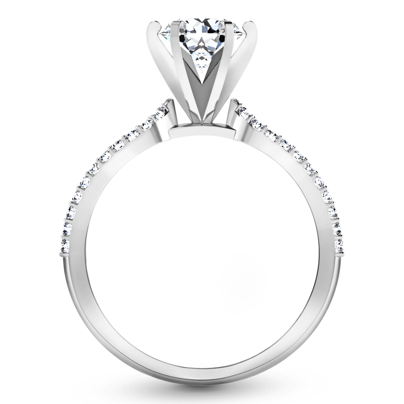 Round Diamond Pave Engagement Ring Tres Jolie 14K White Gold