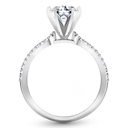 Round Diamond Pave Engagement Ring Tres Jolie 14K White Gold