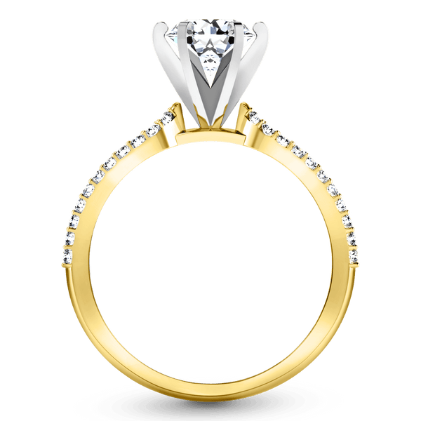 Pave Diamond EngagementRing Tres Jolie 14K Yellow Gold