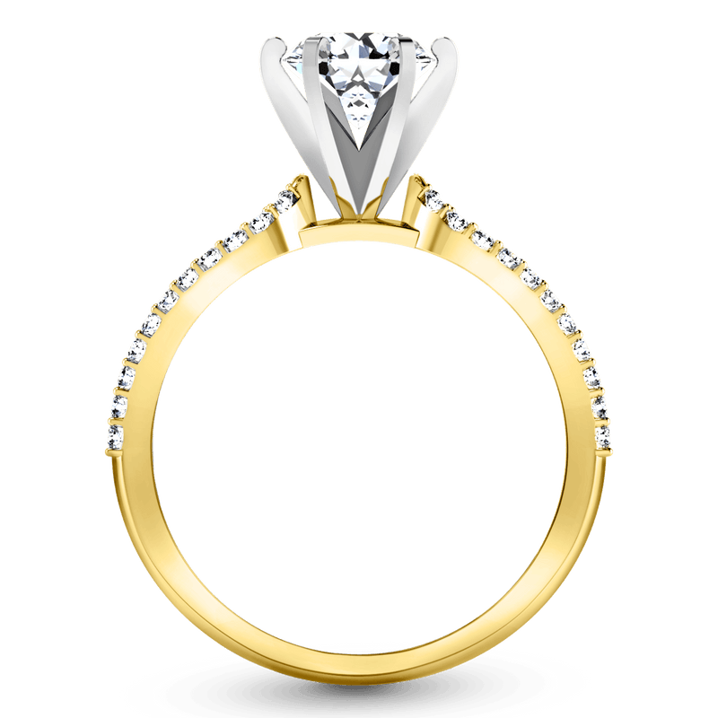 Pave Diamond EngagementRing Tres Jolie 14K Yellow Gold