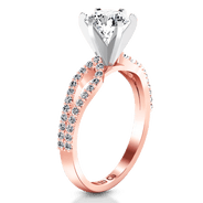 Pave Diamond Engagement Ring Tres Jolie 14K Rose Gold