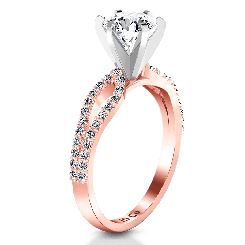 Pave Diamond Engagement Ring Tres Jolie 14K Rose Gold
