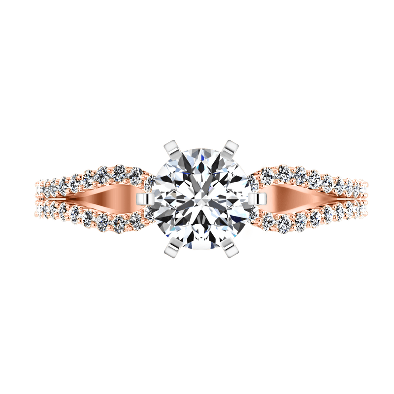 Pave Diamond Engagement Ring Tres Jolie 14K Rose Gold