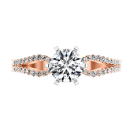Pave Diamond Engagement Ring Tres Jolie 14K Rose Gold