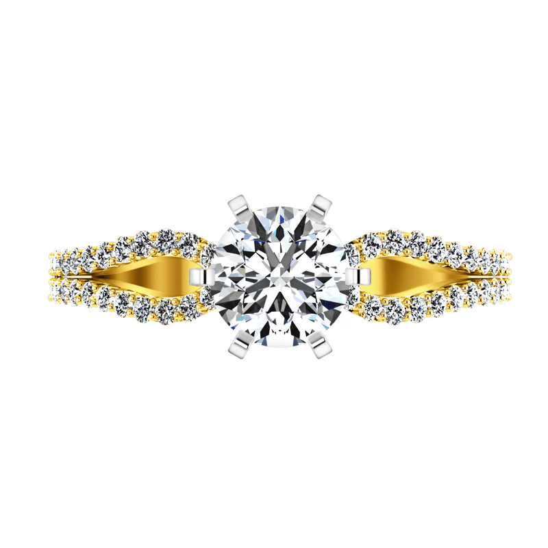 Pave Diamond EngagementRing Tres Jolie 14K Yellow Gold