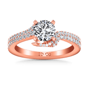 Pave Diamond Engagement Ring Amber 14K Rose Gold