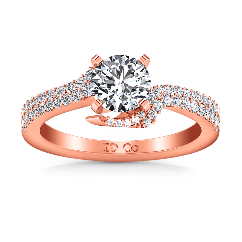 Pave Diamond Engagement Ring Amber 14K Rose Gold