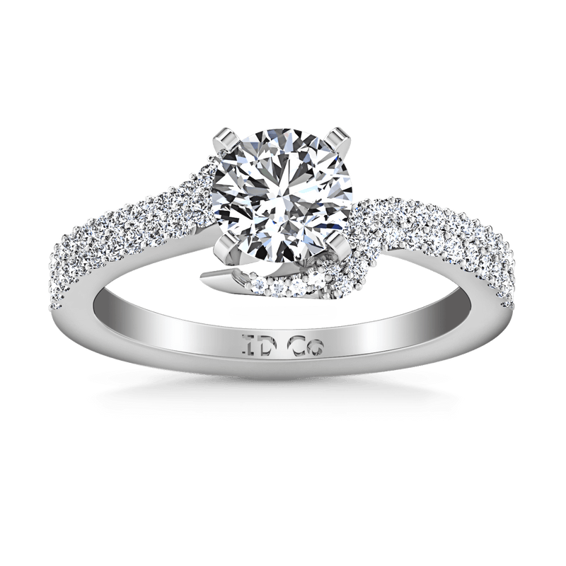 Pave Round Diamond Engagement Ring Amber 14K White Gold