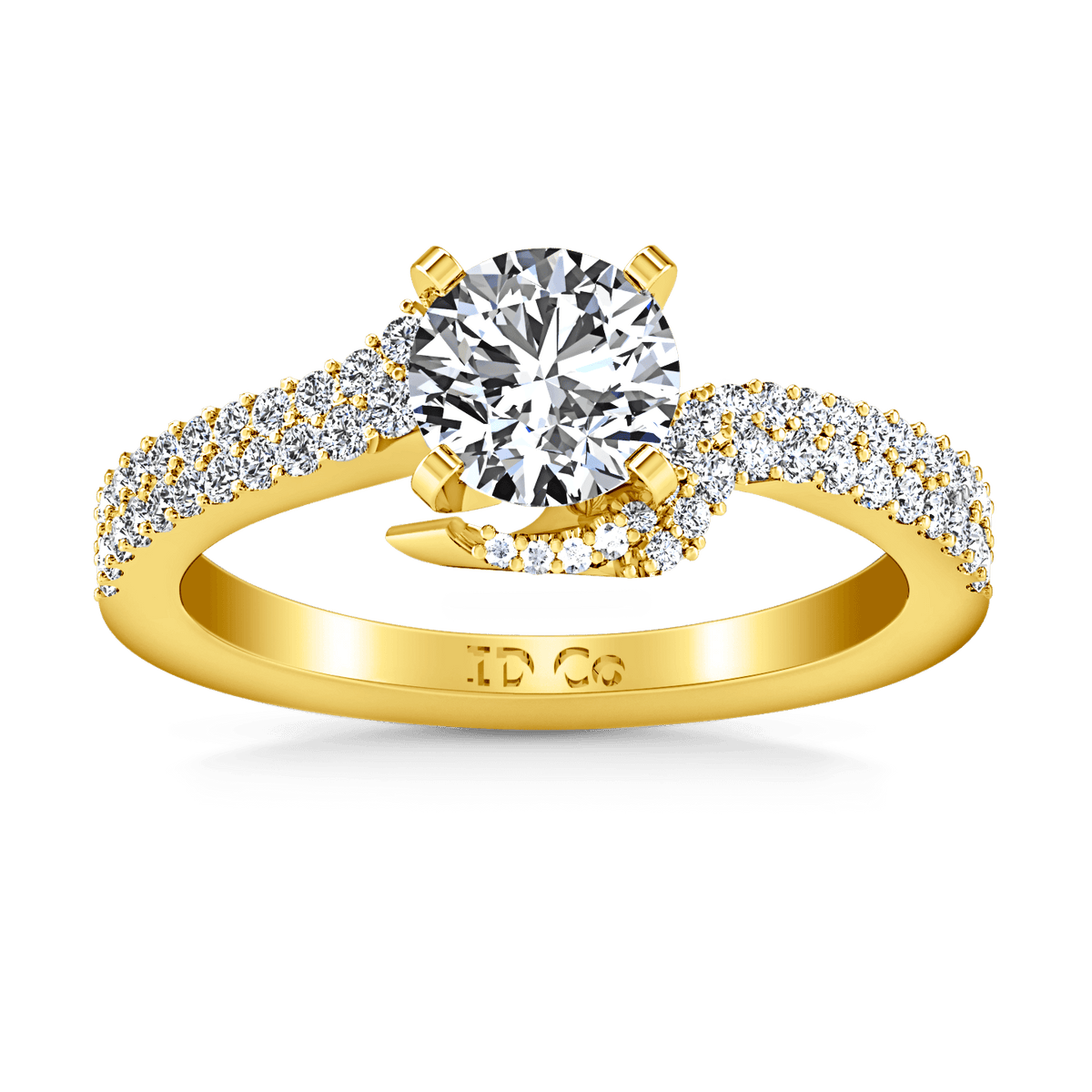 Pave Diamond EngagementRing Amber 14K Yellow Gold