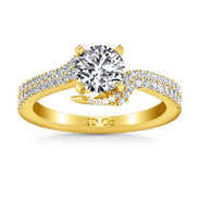 Pave Diamond EngagementRing Amber 14K Yellow Gold