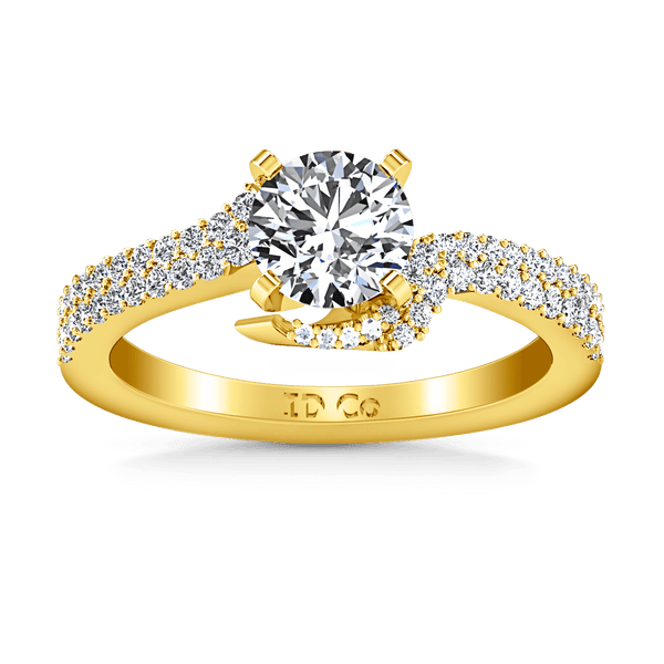 Pave Diamond EngagementRing Amber 14K Yellow Gold