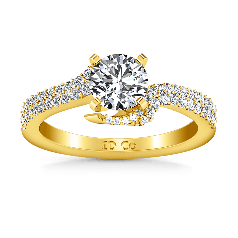 Pave Diamond EngagementRing Amber 14K Yellow Gold