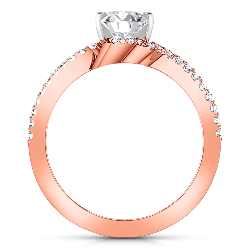 Pave Diamond Engagement Ring Amber 14K Rose Gold