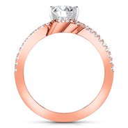 Pave Diamond Engagement Ring Amber 14K Rose Gold