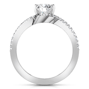 Pave Round Diamond Engagement Ring Amber 14K White Gold