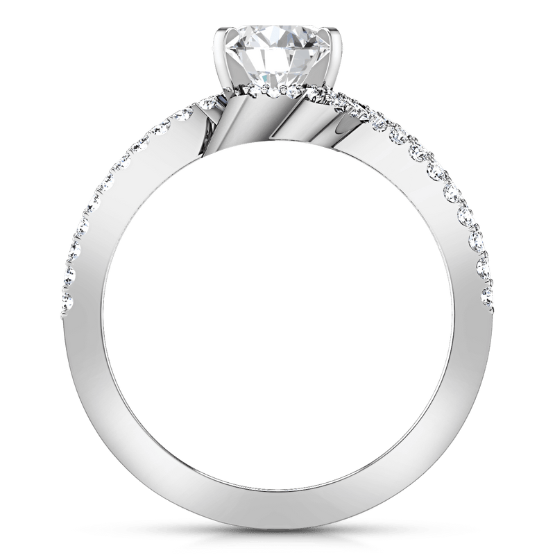 Pave Round Diamond Engagement Ring Amber 14K White Gold