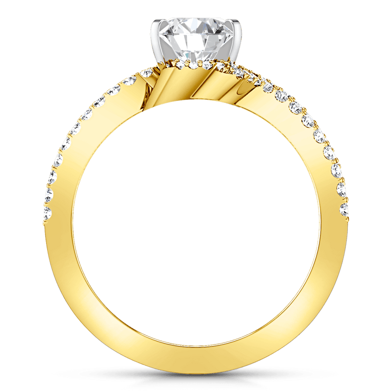 Pave Diamond EngagementRing Amber 14K Yellow Gold