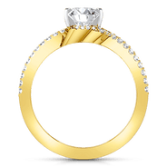 Pave Diamond EngagementRing Amber 14K Yellow Gold