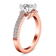 Pave Diamond Engagement Ring Amber 14K Rose Gold
