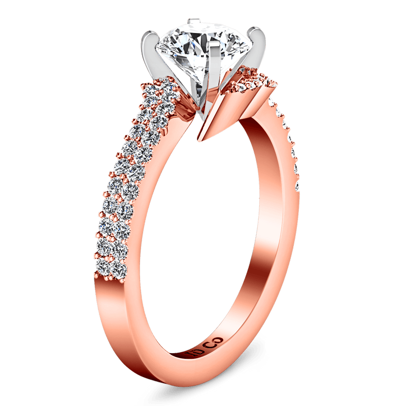 Pave Diamond Engagement Ring Amber 14K Rose Gold