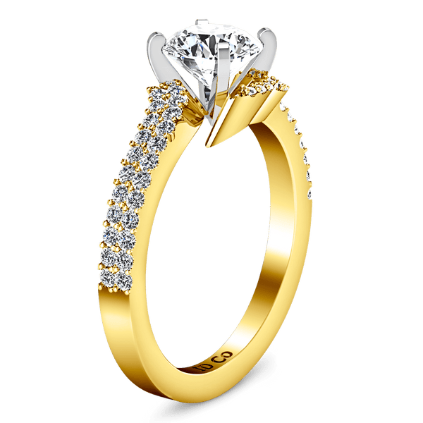 Pave Diamond EngagementRing Amber 14K Yellow Gold