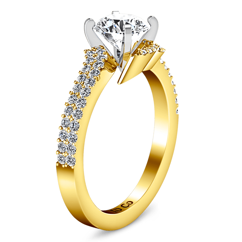 Pave Diamond EngagementRing Amber 14K Yellow Gold