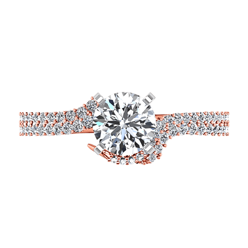 Pave Diamond Engagement Ring Amber 14K Rose Gold
