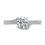 Pave Round Diamond Engagement Ring Amber 14K White Gold