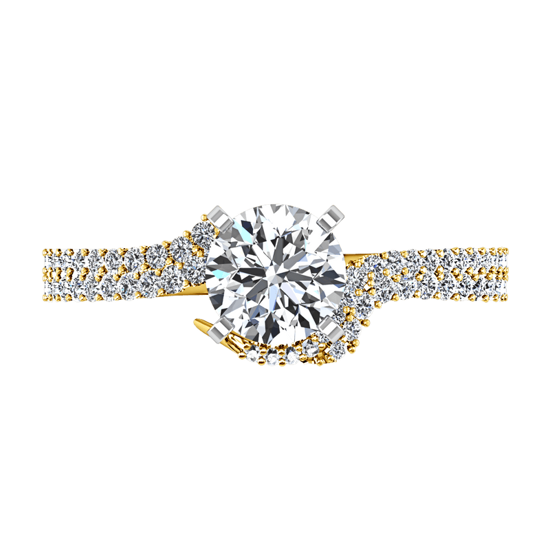 Pave Diamond EngagementRing Amber 14K Yellow Gold