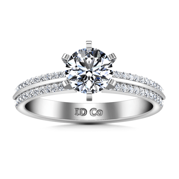Round Diamond Pave Engagement Ring Amanda 14K White Gold