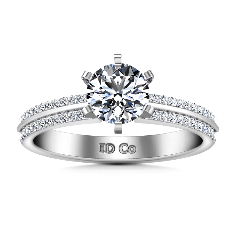 Round Diamond Pave Engagement Ring Amanda 14K White Gold