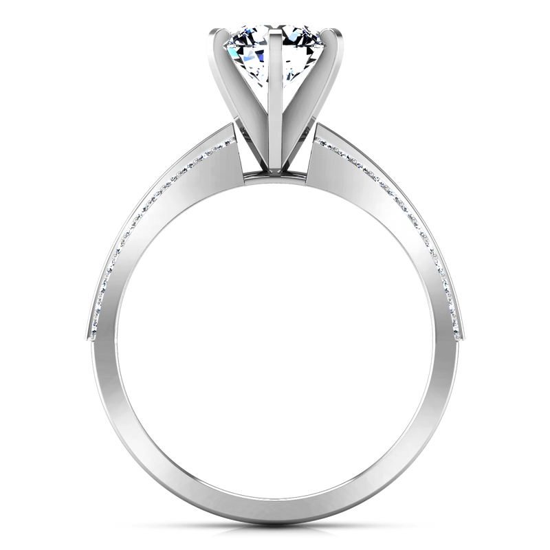 Round Diamond Pave Engagement Ring Amanda 14K White Gold