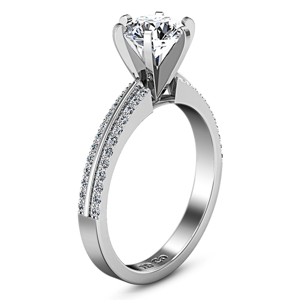 Round Diamond Pave Engagement Ring Amanda 14K White Gold