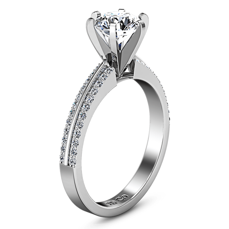 Round Diamond Pave Engagement Ring Amanda 14K White Gold