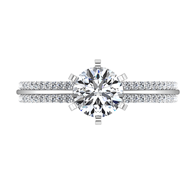 Round Diamond Pave Engagement Ring Amanda 14K White Gold