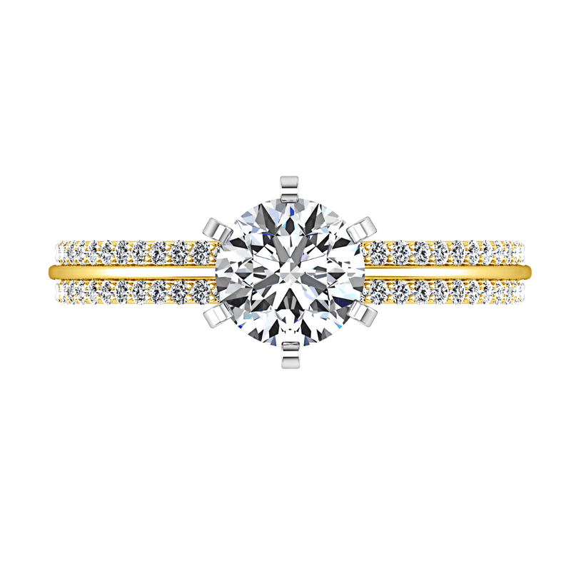 Pave Diamond EngagementRing Amanda 14K Yellow Gold